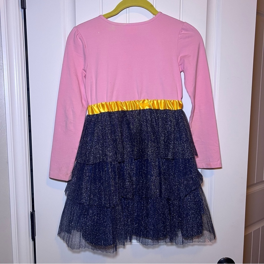 Hanna Andersson girls Tulle Tiered Shimmer dress size 130 US Size 8 Pink Black - Picture 4 of 10